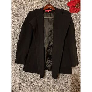 Anne Klein Women's Black Wool Blend Double Breasted Overcoat Size L